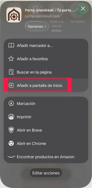 Tutorial: Añadir Portal Islamikkah al escritorio del móvil